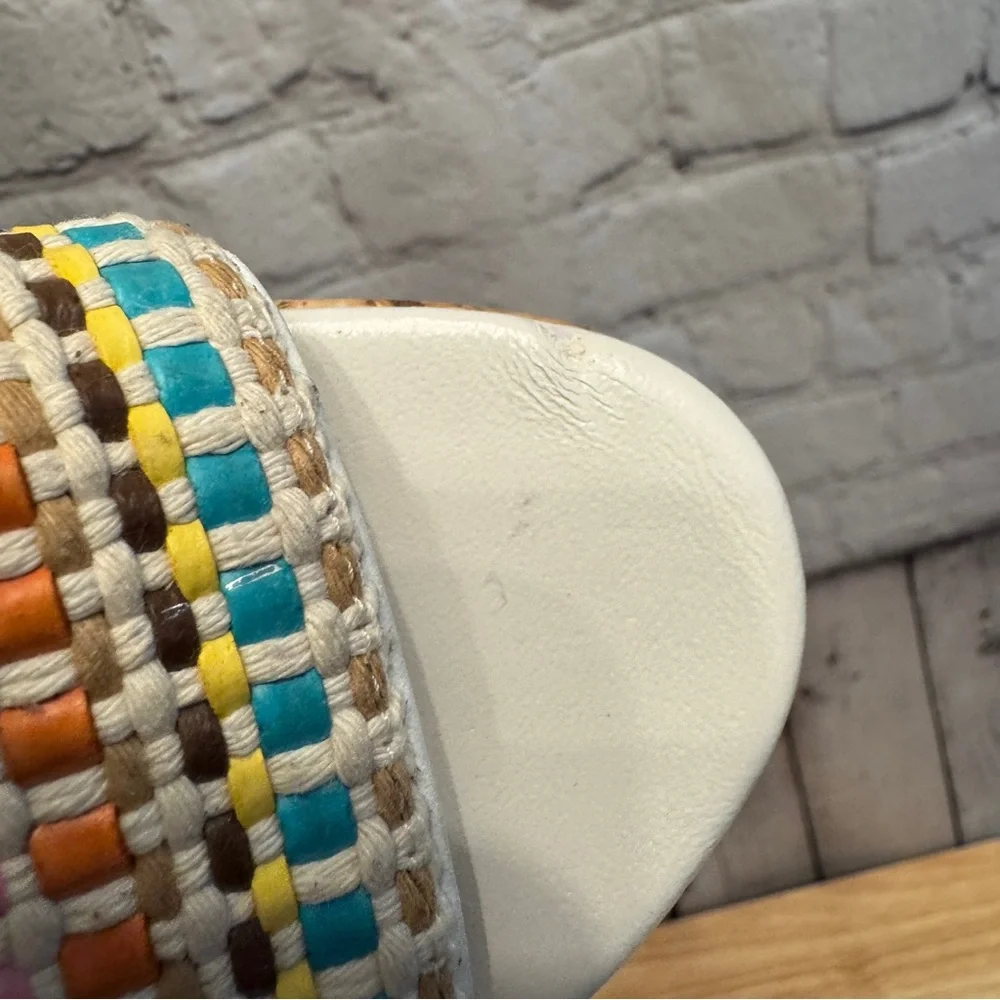 Veronica Beard Rainbow Raffia Cork Wedge Platform Sandals Size 8 New Vacation
